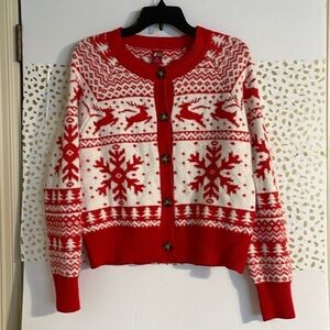 Dec 25 button down Christmas sweater women’s size medium